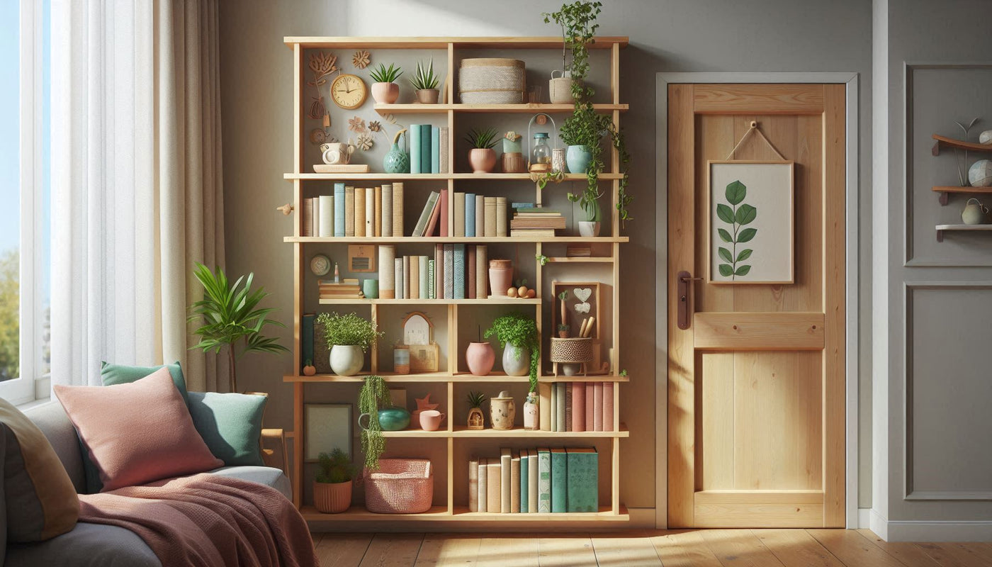 Over-the-door shelves - space-saving shelving units designed to hang on doors for efficient and accessible storage.