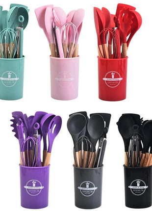 Complete kitchen tool set made from durable and flexible silicone.

