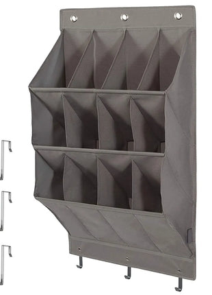 This shoe rack measures 35.2H x 17W x 6.5D inches, designed to hold up to size 13 men's shoes or ladies size 8.5-9.

