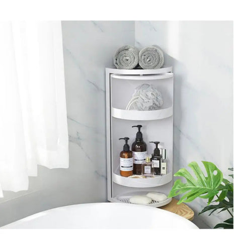 מדף פינתי מסתובב 360 מעלות לארגון חכם באמבטיה