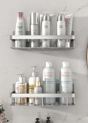 High-quality aluminum shelf designed for durability and resistance to rust, perfect for any bathroom décor.