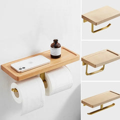 Add a natural and elegant touch to your bathroom or kitchen with this dual-use ash wood holder.