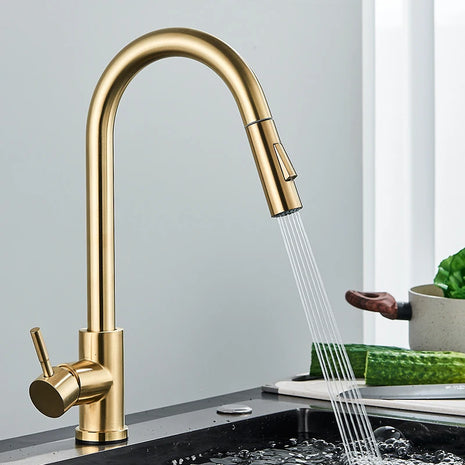 Elegant brushed gold finish adds a luxurious touch to your kitchen.

