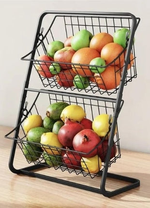 This sturdy and long-lasting metal storage shelf is perfect for organizing kitchen vegetables and fruits. Its robust design ensures it can withstand frequent use, making it an ideal choice for cooking enthusiasts. Size: 30X28X18 cm. #KitchenStorage #DurableShelf #MetalStorage #VegetableOrganizer #FruitStorage