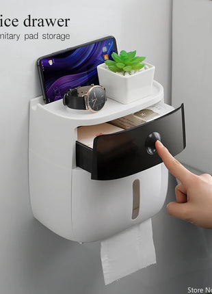 "Elegant Bathroom Organizer with Tissue Holder - Adds a Touch of Class to Your Bathroom"