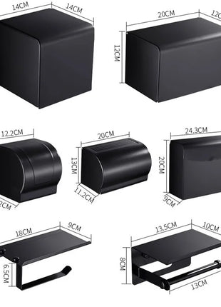 Upgrade your bathroom with this stylish and durable black aluminum holder.