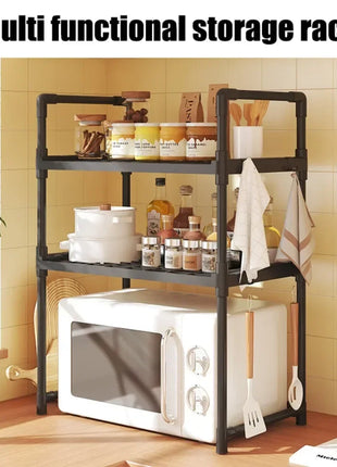 Optimize your kitchen space with this stylish elevated rack for spices and more.
