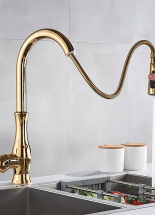 Rotate and adjust the spout with ease while enjoying the contemporary gold finish.

