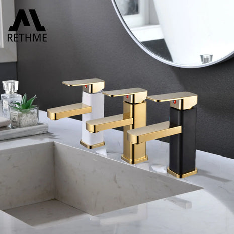 A luxurious gold faucet for a sophisticated bathroom look.

