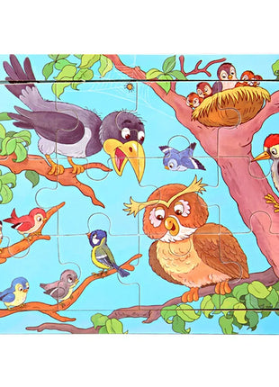 פאזל עץ 12 חלקים – חיות וכלי תחבורה לילדים