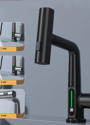 The high-arc design of the "Almog" faucet offers better reach and clearance, ideal for washing large pots and dishes.