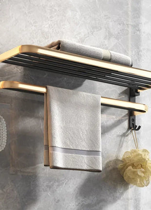 Keeps towels and bathroom accessories neatly organized and within reach.