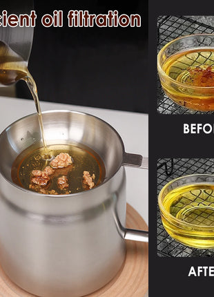 Perfect for filtering, storing, and reusing cooking oil.

