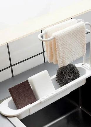 A sturdy plastic sponge holder that keeps your kitchen sink organized and dry.

