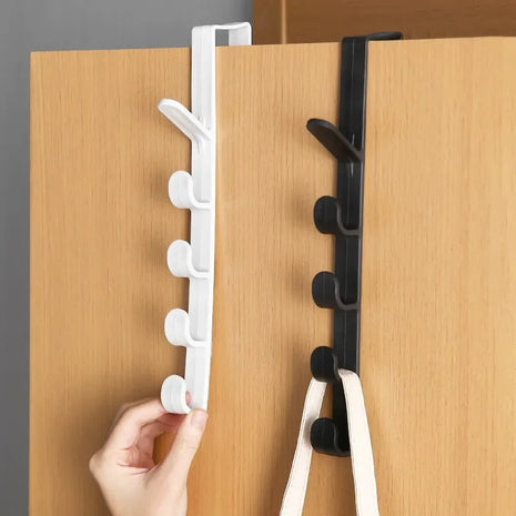 A practical plastic hook rack for organizing your kitchen or bathroom essentials.

