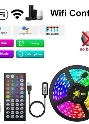 רצועת לד חכמה גמישה RGB עם שליטה באפליקציה ושלט - תאורה צבעונית חווייתית לעיצוב טלוויזיה וחללים