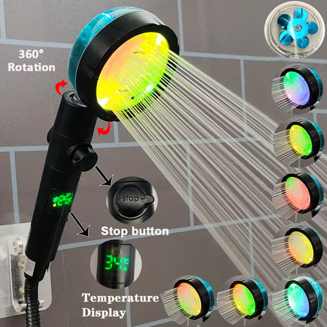 ראש מקלחת LED דיגיטלי עם תצוגת טמפרטורה – חוויית רחצה צבעונית ומפנקת