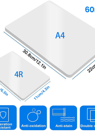 ניילוניות למינציה תרמיות – 100 יחידות A4/4R, שקופות ועמידות במים