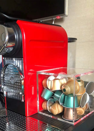 מתקן אחסון אקריליק לקפסולות קפה – מתאים ל-Dolce Gusto ול-Nespresso