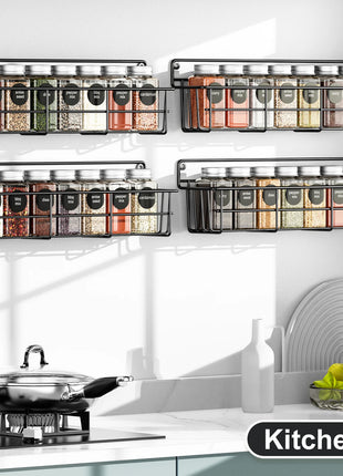 Maximize your kitchen space with this set of four versatile wall-mounted racks.
