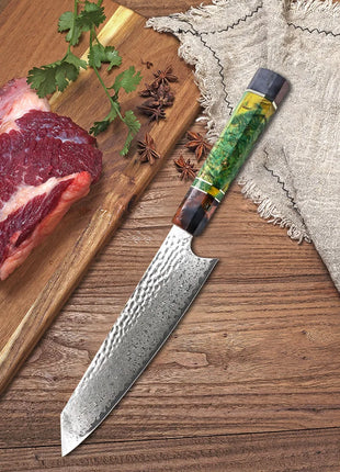 Effortless slicing with a razor-sharp VG10 Damascus steel blade.

