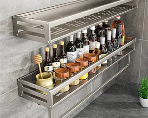 Enhance your kitchen’s style with this modern aluminum spice storage solution.

