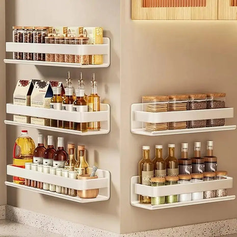 Upgrade your kitchen organization with this modern wall-mounted spice rack.
