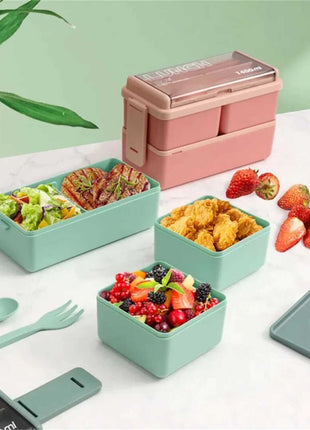 Spacious bento box with multiple sections for keeping different food items separate.