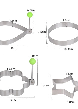  מגוונותתבנית נירוסטה לעיצוב חביתה ופנקייק בצורות

