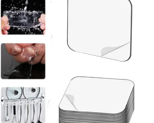 Clear and strong adhesive squares for versatile uses.

