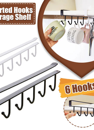Perfect for organizing kitchen utensils and bathroom essentials with 6 sturdy hooks.

