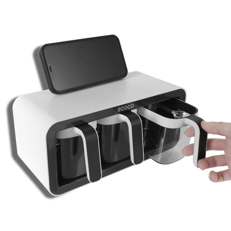 מדף תיבול תלוי עם קופסאות אחסון – פתרון נוח למטבח מסודר