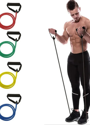 סט גומיות התנגדות 5 דרגות עם ידיות – לאימון כוח בבית

