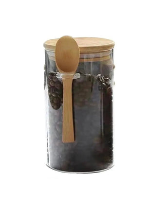 Each jar comes with a matching bamboo spoon, making it easy to measure and serve.

