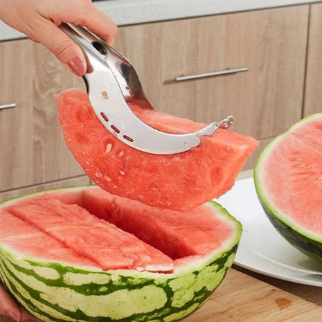 This tool simplifies cutting watermelon into perfect slices with ease.
