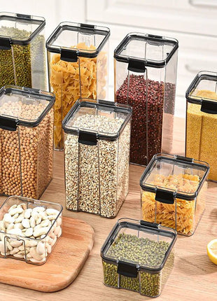 The transparent containers provide easy visibility of contents, helping you stay organized while adding a modern touch to your pantry.

