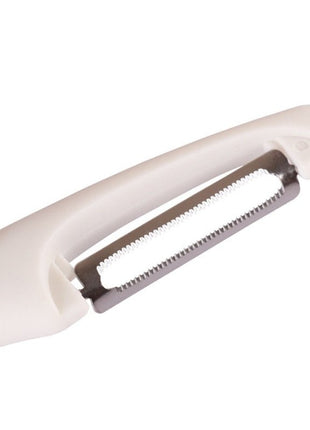 Designed for versatility, this peeler can handle soft fruits and tough-skinned vegetables with ease.


