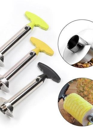Slice pineapples into perfect rings quickly and easily with this stainless steel slicing tool.