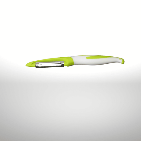 A sharp stainless steel blade ensures precise and smooth peeling for various fruits and vegetables.

