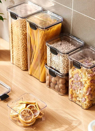 Each container comes with a silicone-sealed lid that ensures an airtight closure to maintain freshness. Ideal for storing a wide variety of kitchen ingredients.

